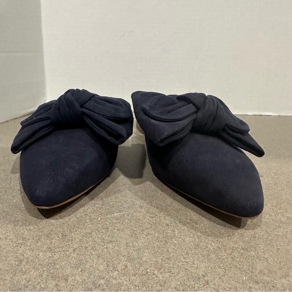 J. Crew Factory Size 7 Elegant Black/Navy Bow Mules Slides NWOT - Picture 3 of 8